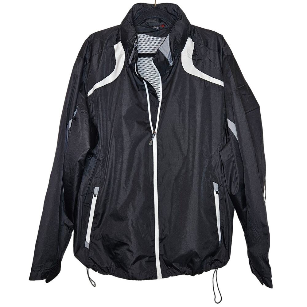 North End Sport Rainjacket black white hooded sz XXl